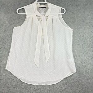HeartSoul White Sleeveless Tie-Neck Blouse
